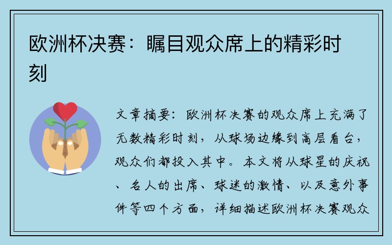 欧洲杯决赛：瞩目观众席上的精彩时刻